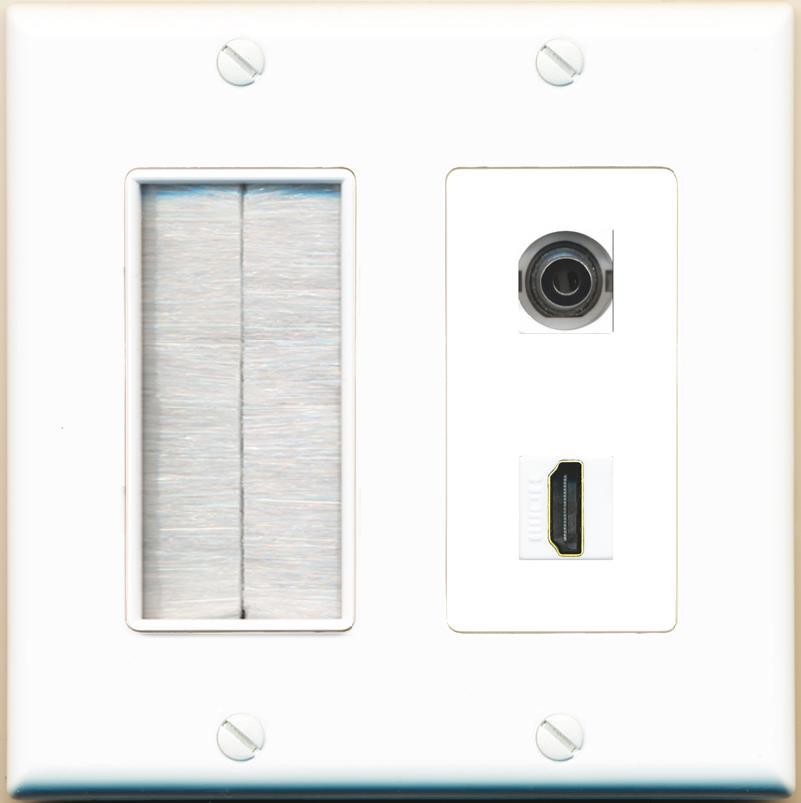 RiteAV 3.5mm HD with Brush Wall Plate [White]
