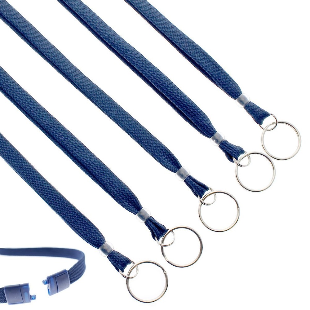 25 Pack - Heavy Duty Breakaway ID Neck Lanyards with Split Key Ring (Keychain)