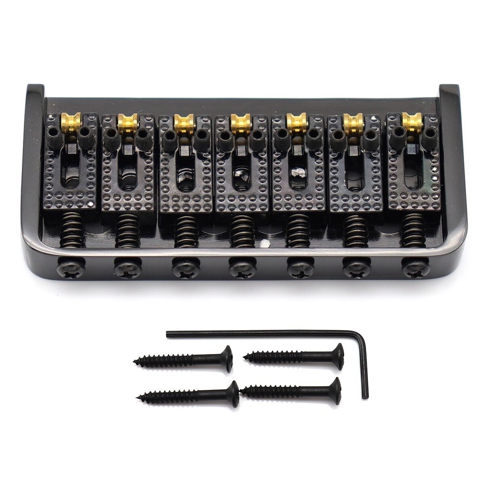 Metal 7 String Electric Guitar Fixed Bridge Roller Saddles Hardtail Bridge Black