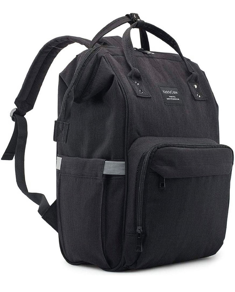 KiddyCare Diaper Bag Backpack + Adjustable Shoulder Straps - Black