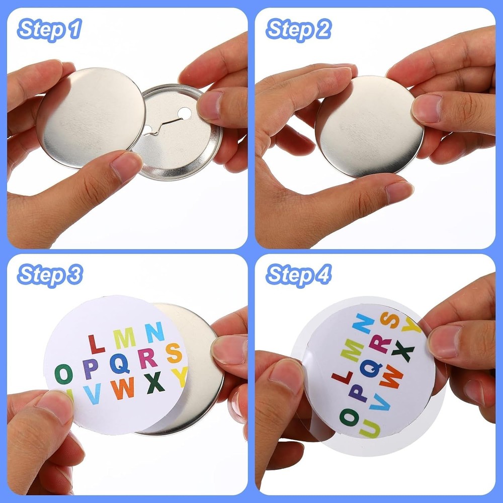 Waterproof 1.5 Inch Button Making Set - 200 Rose Metal Blanks for DIY Creativity