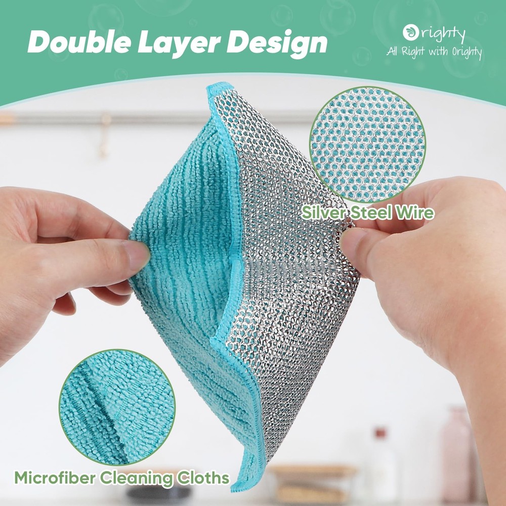 Multipurpose Wire Dishwashing Rag 12 Pcs, Upgraded Double-Layer Non-Scratch W...