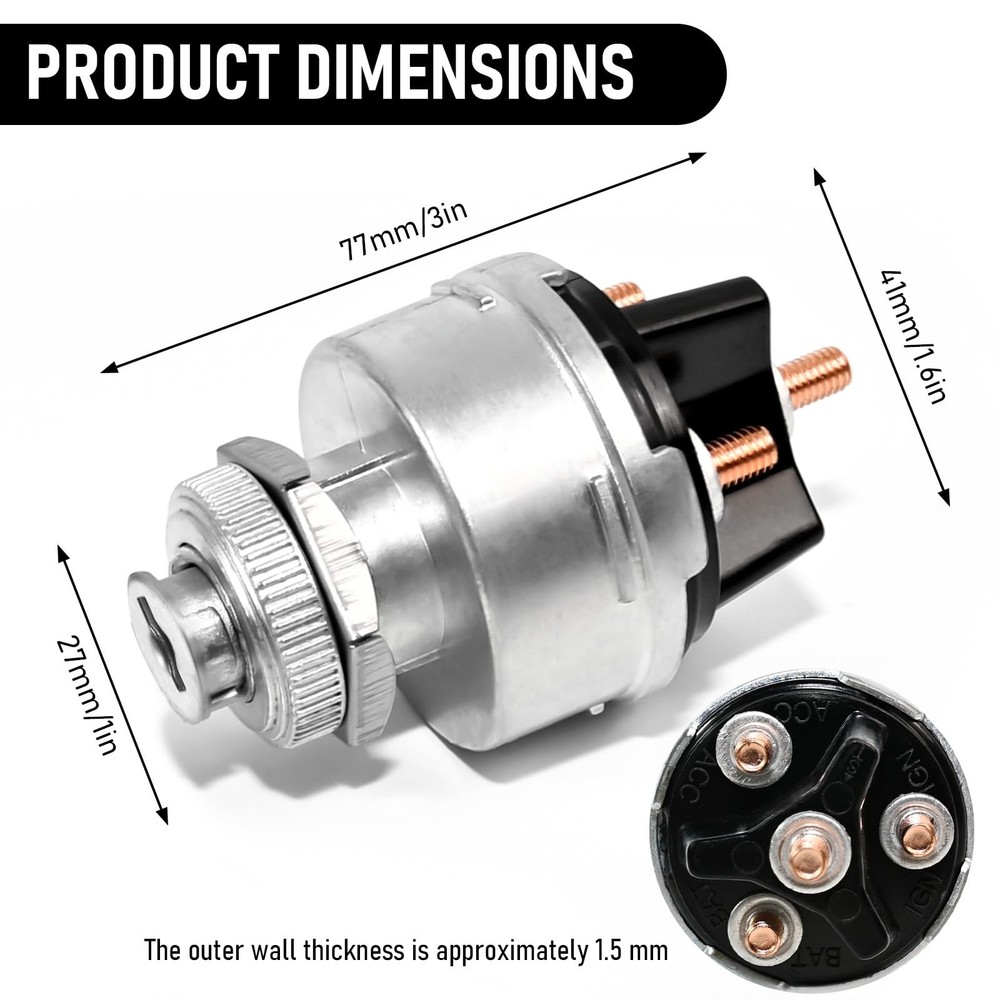 1 Set Wires Ignition Switch， with Key 4 Position Universal Ignition Key Switc...
