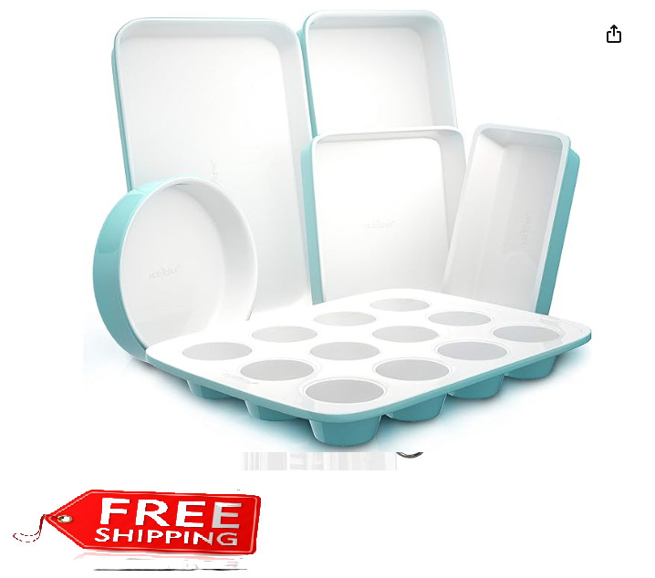 6-Piece Baking Pan Set, Carbon Steel Bakeware with Premium Ceramic Nonstick