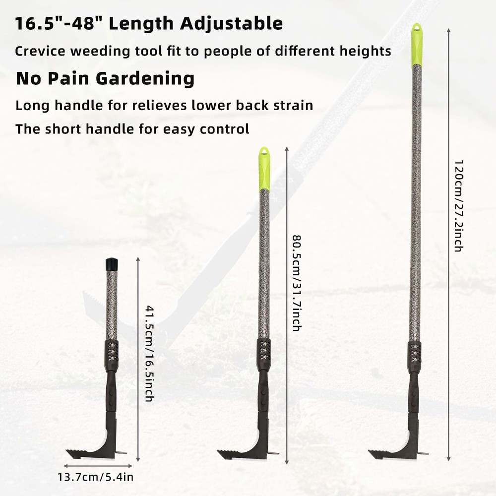 Crack Weeder, Long Handle Crevice Weeding Tool, 48" Efficient Weeder Tool Sta...