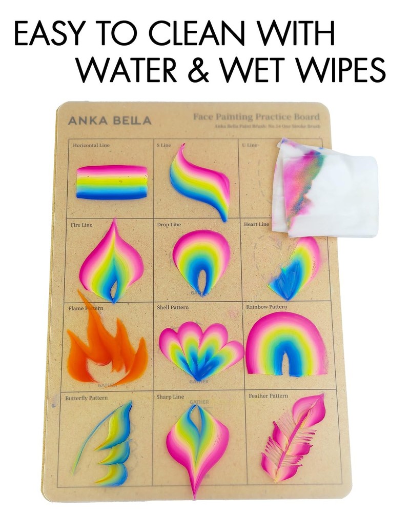 Reusable Face Paint Practice Board7pcs Face Painting Practice Sheet with Vari...