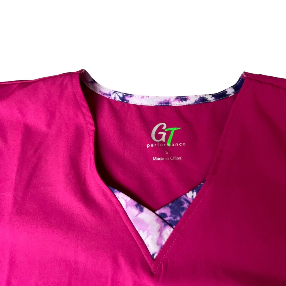 GT Performances Pink Short Sleeve Lightweight Nurses Scrub Top Small