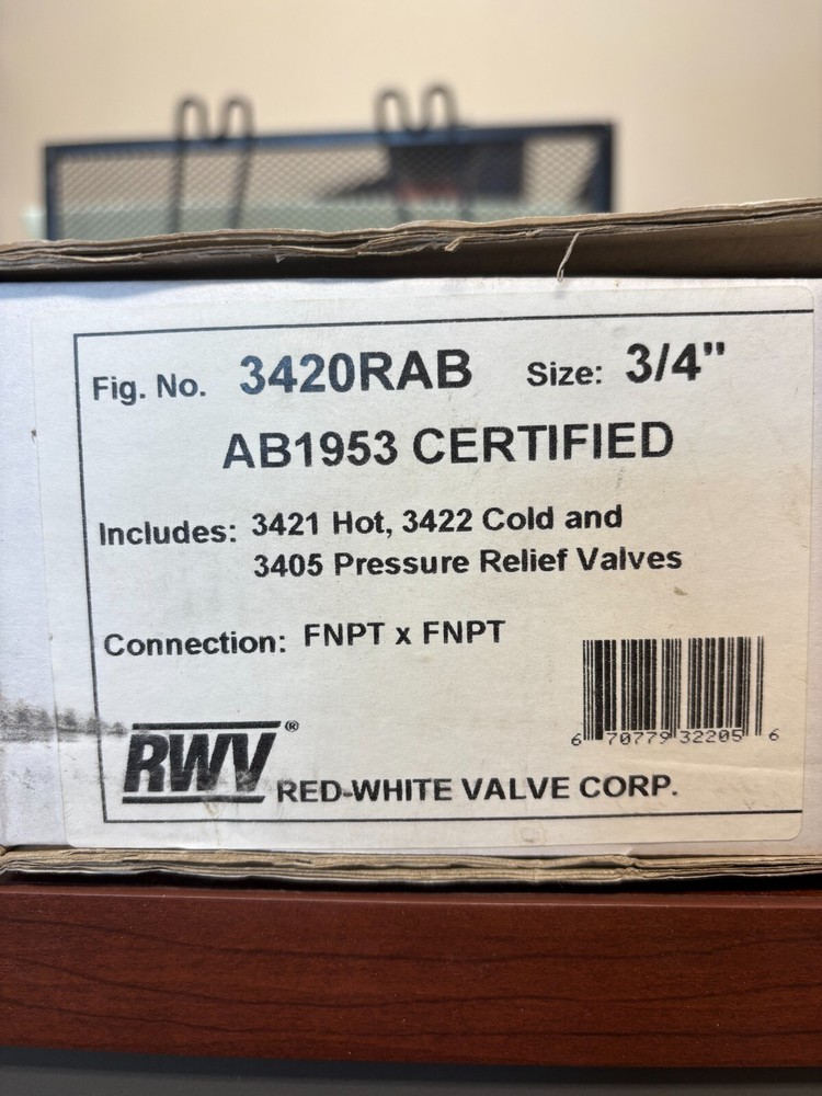 Tankless Water Heater Installation Kit size 3/4" Part Number 3420RAB