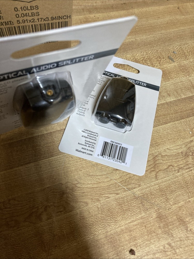 2 Pack ONN Optical Audio Splitters Brand New