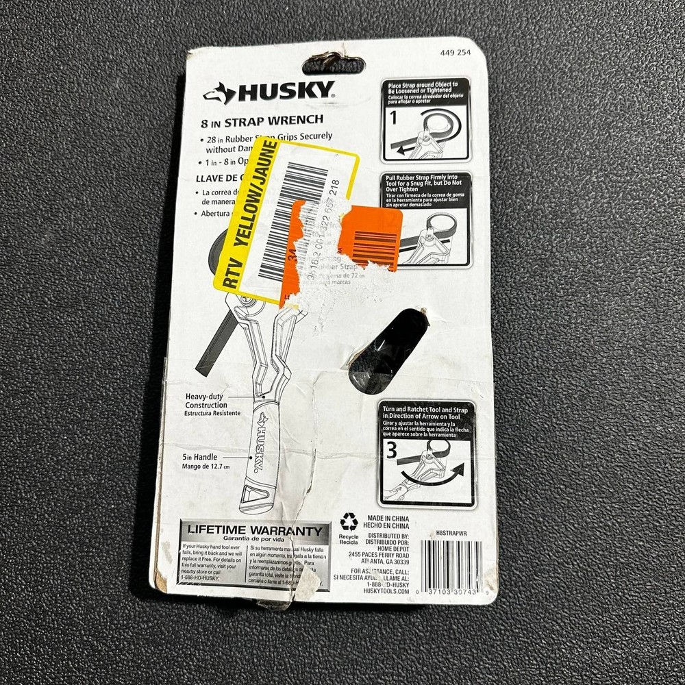 Husky Dual‑Material Strap Wrench – 28" Strap – 8" Capacity - 2-Pack