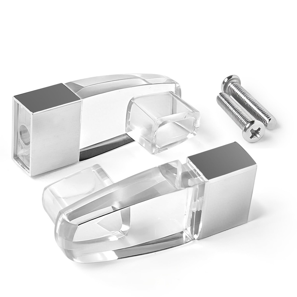 2 Pack Clear Acrylic Towel Bar Brackets with Bright Chrome Sleeve Replacement...
