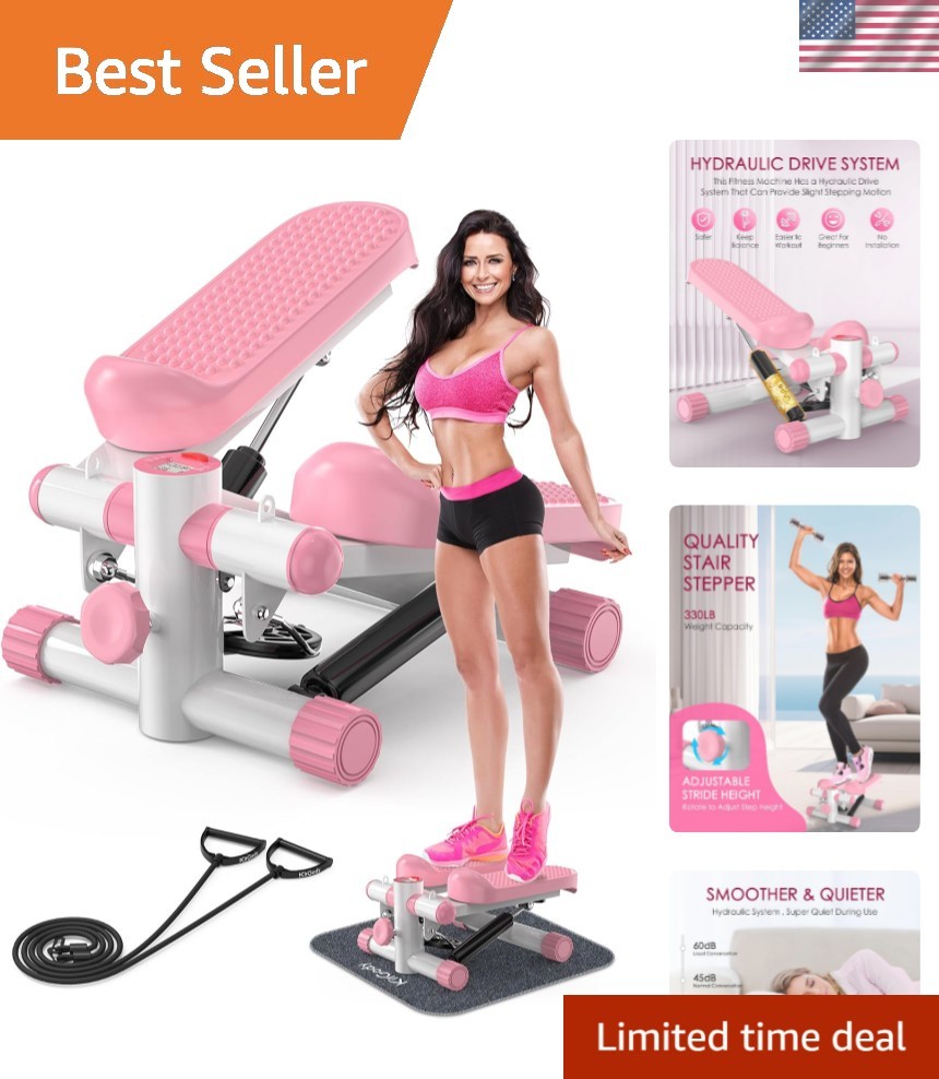 Home Workout Mini Stepper - Dual Hydraulic System, 330LBS Capacity, Quiet Use