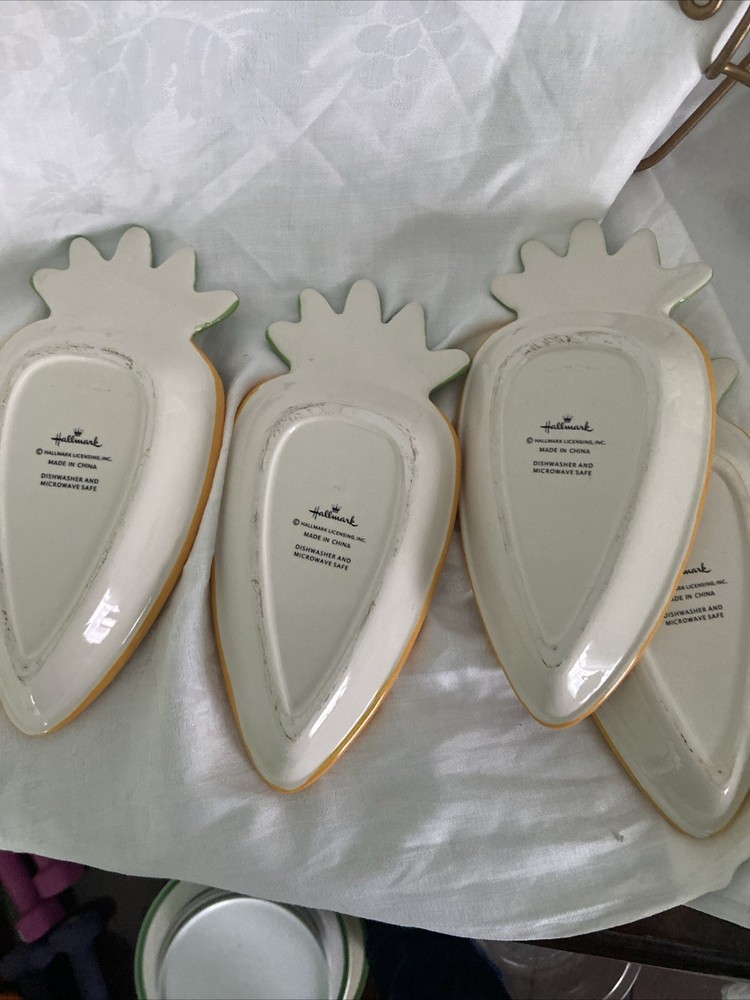 4 Hallmark Carrot Shaped Bunny Treats Plates Easter Spring