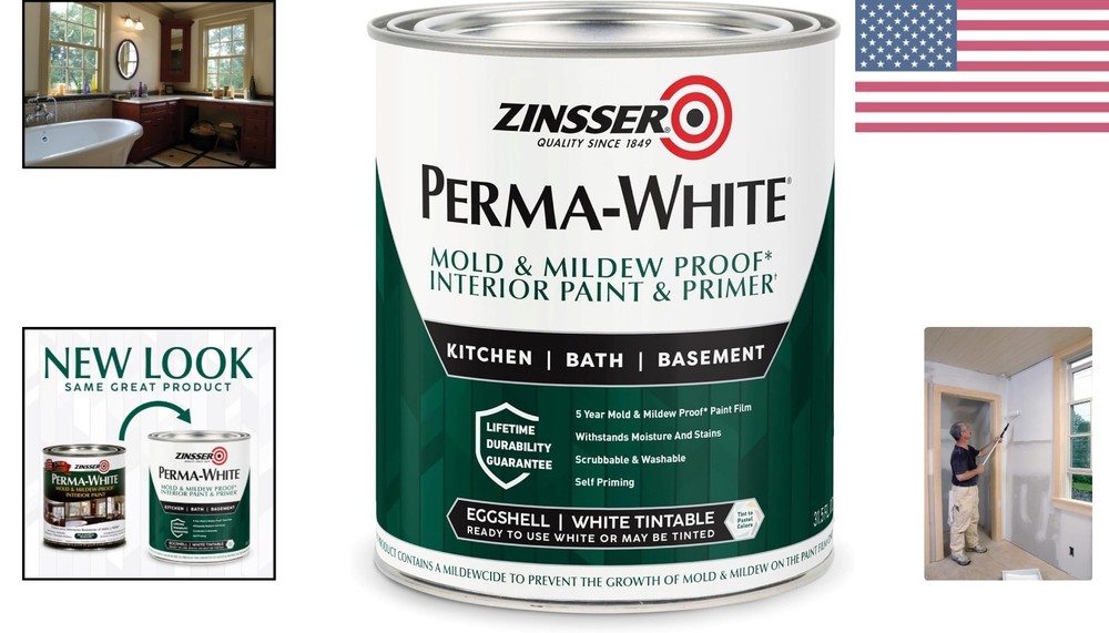 Waterproof Mold & Mildew Proof Interior Paint, 31.5 Fl Oz, Fast Drying Eggshell