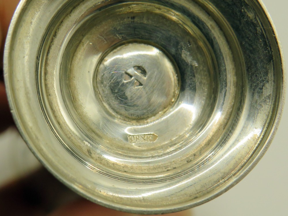 Antique Solid Silver Niello And Gilt Soviet Era Russian Kiddush Cup Hallmarked