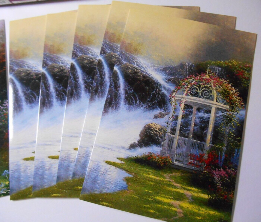 Vintage Thomas Kinkade 9 GAZEBOZ Notecards, Scripture Inside - 2 Designs
