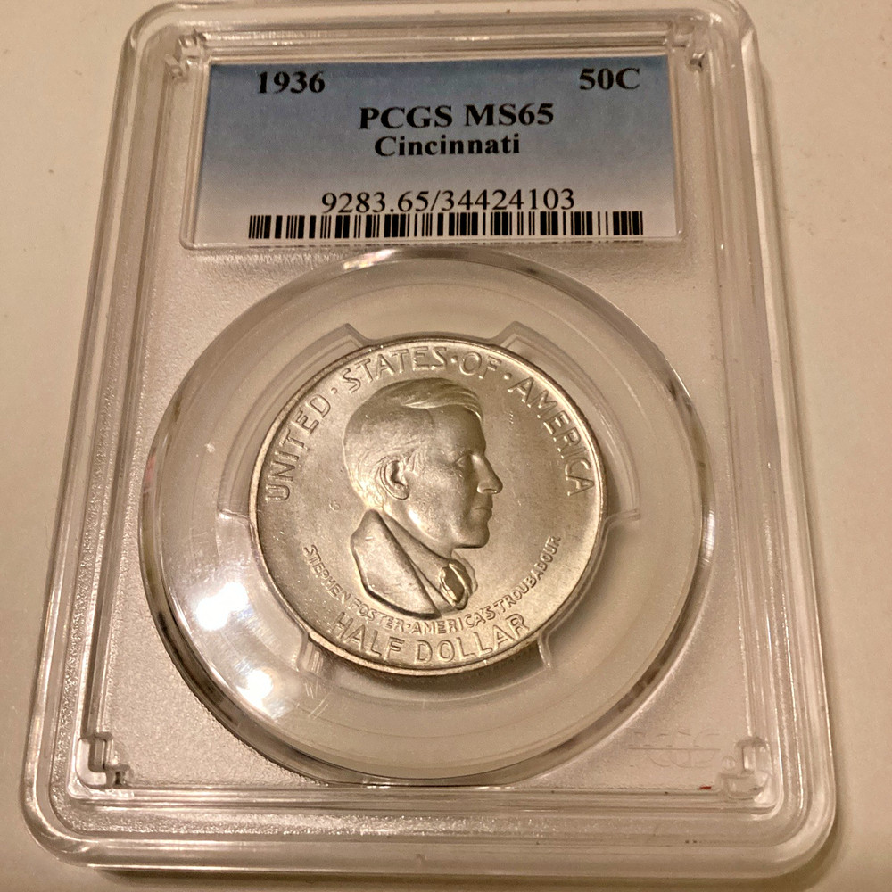 1936 Cincinnati Silver Commemorative Half Dollar 50c PCGS MS65