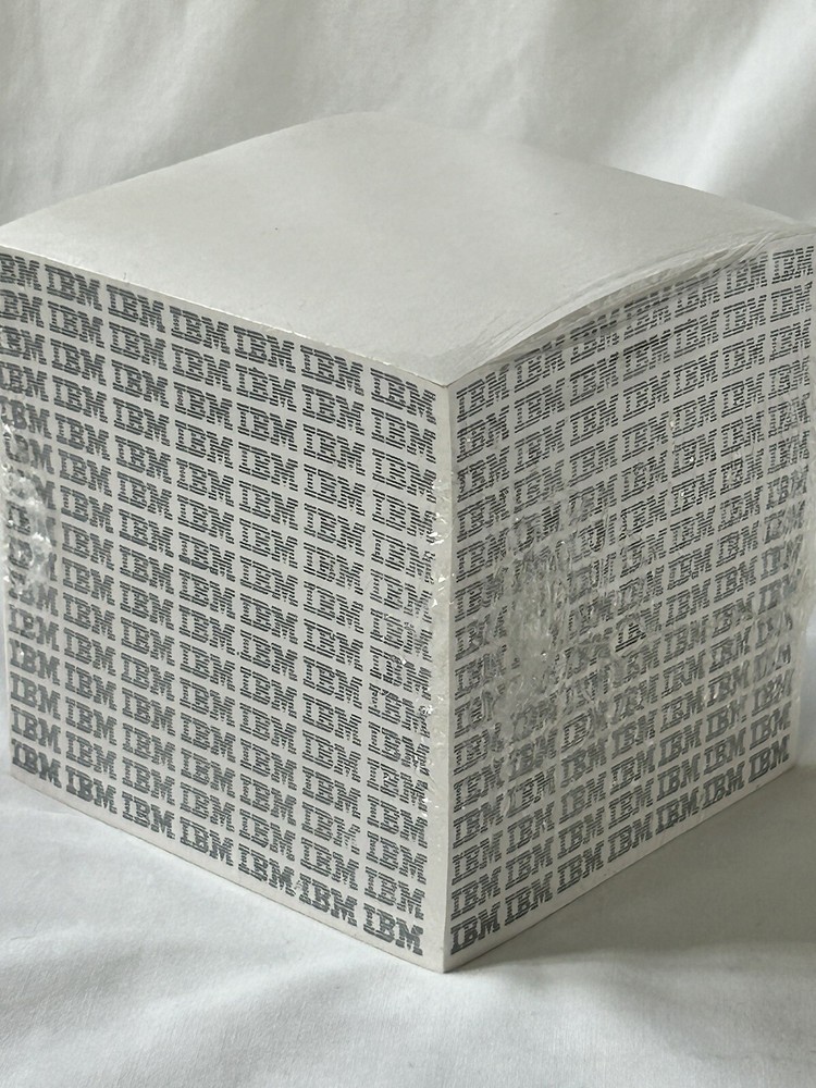 Vintage IBM Logo Note Paper Stack Cube Writing Notepad 3.5" x 3.5" Unused Sealed