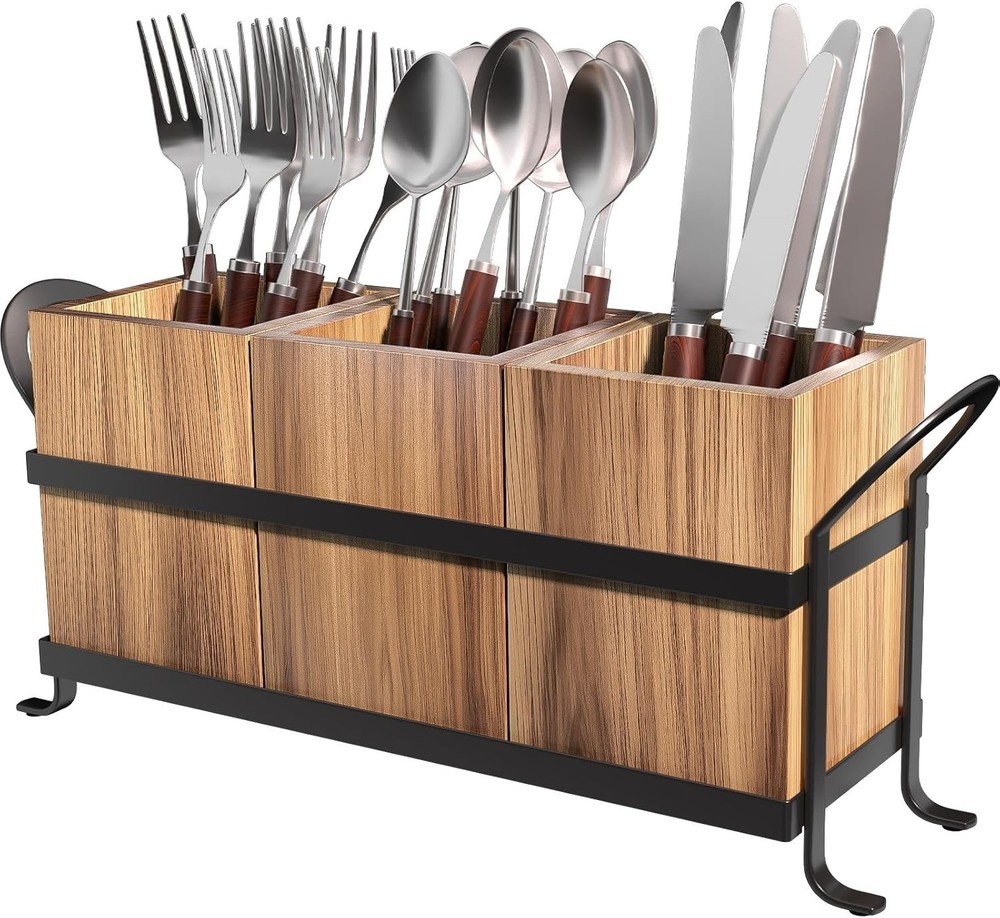 White Kitchen Utensil Holder Chic Silverware Holder Party Compact & Versatile