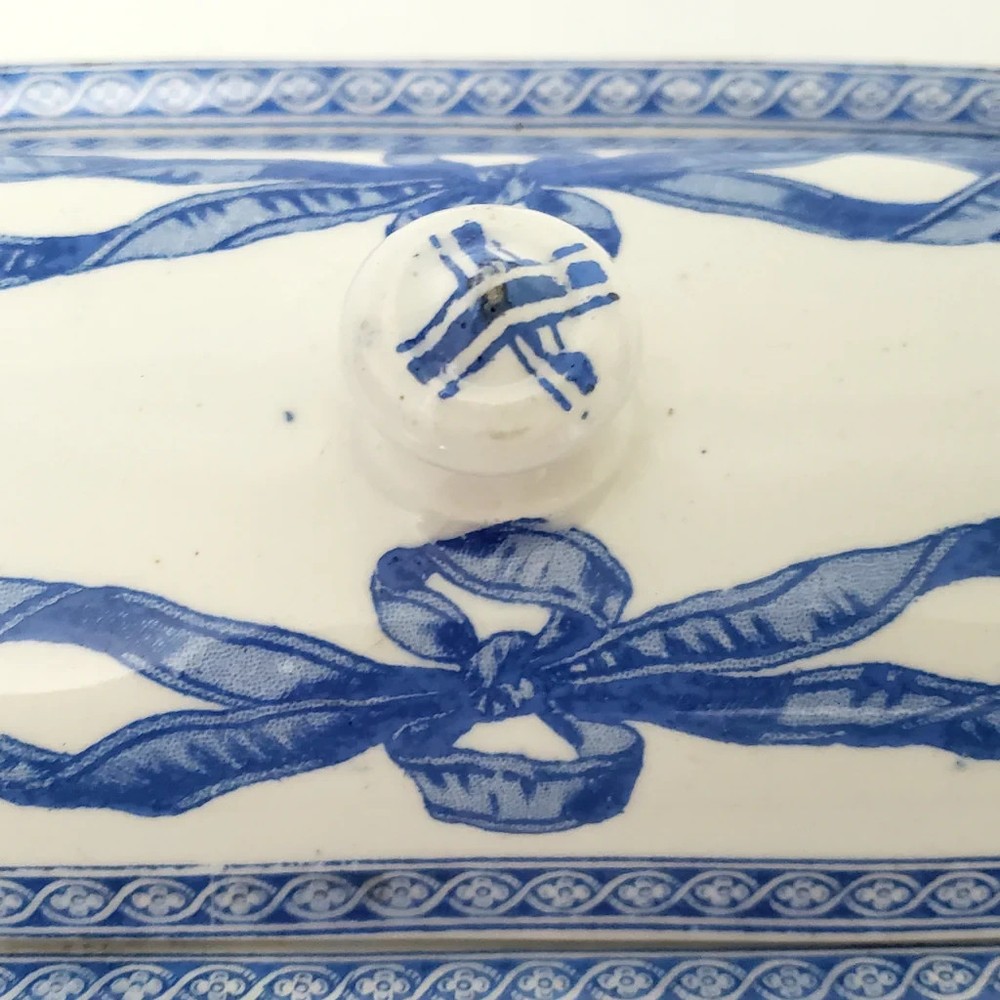 Antique Rectangular Vanity Dish Blue & White by Copeland England Registry Mark