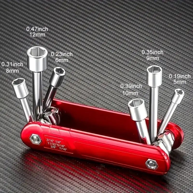 US 6 in 1 Folding Nut Driver Set Metric Hex Nut Driver Set Folding Socket Wrench
