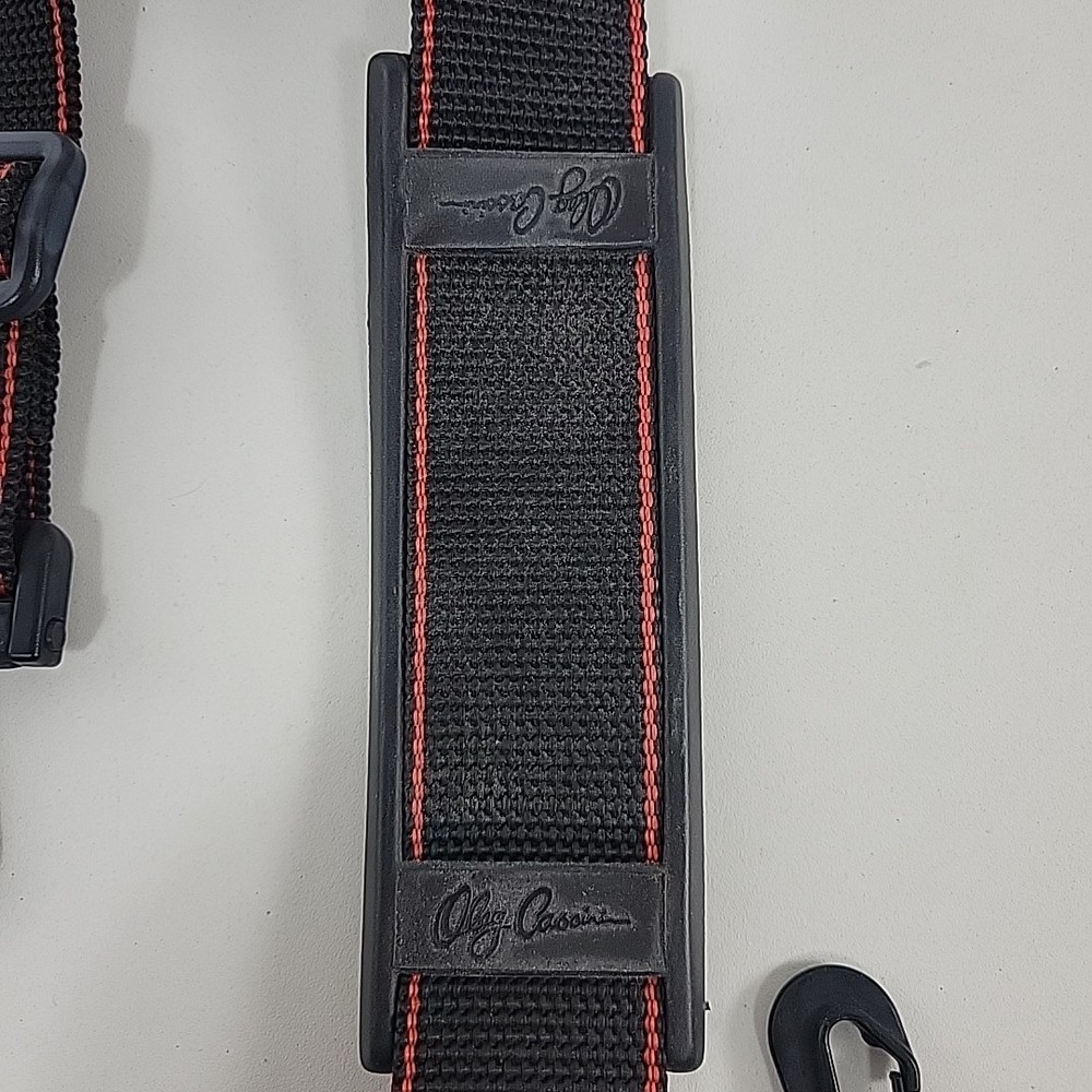 Oleg Cassini Camera Strap Black with Red Stripes