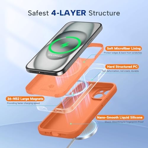 Miracase Magnetic for iPhone 15 Case, [Soft Anti-Scratch Microfiber Lining], Com