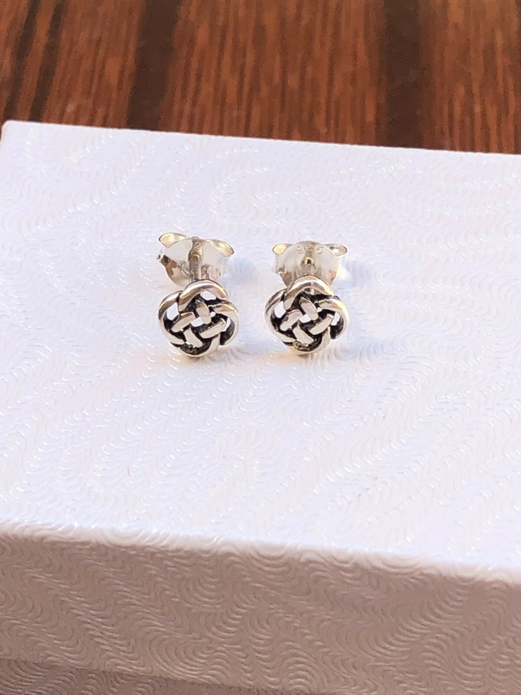 Small Celtic Knot Stud Earrings 925 Sterling Silver Womens 5.8mm Tiny