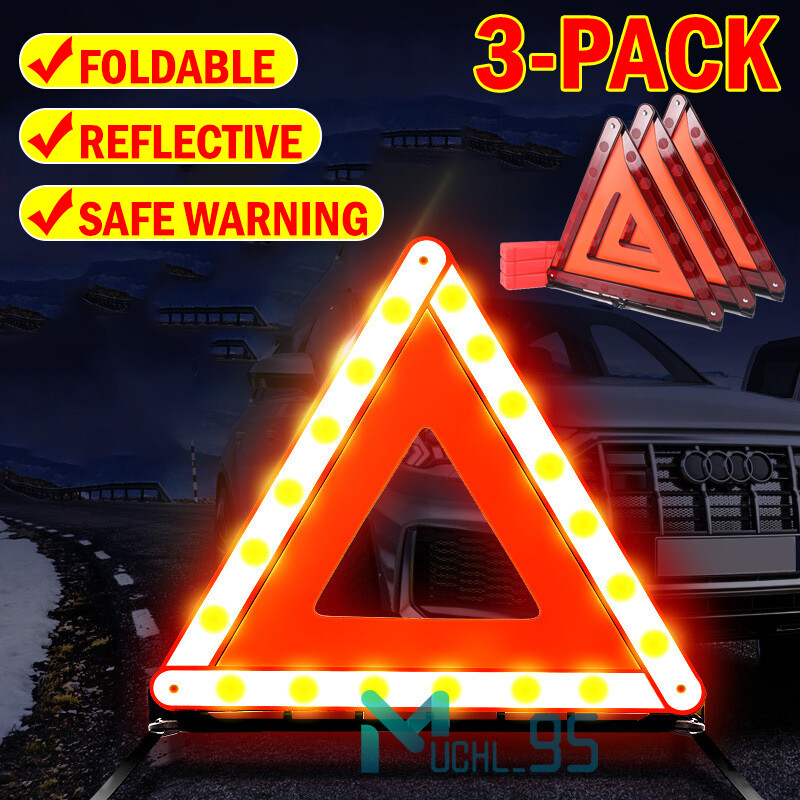 Emergency Warning Triangle DOT Approved Reflective Safety Roadside Kit for Car