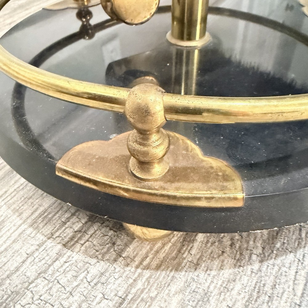 VTG Black Marble Handles And Base Brass Fireplace Tool Set