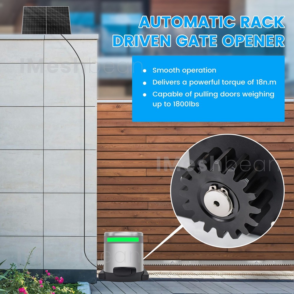Sliding Gate Opener 1800lbs Automatic Motor Rack Driven APP 4 Remotes Controls