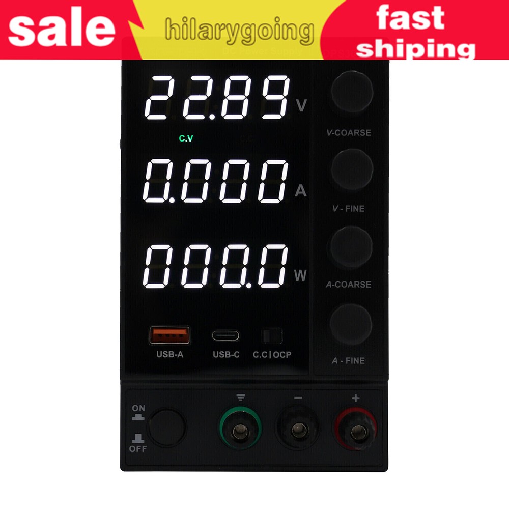 0-30V 0-10A DC Power Supply Lab Variable Adjustable Regulated Bench Switching