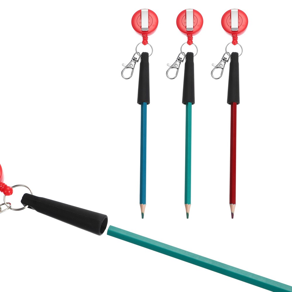 Retractable Pen Holder, 4pcs Pull Pen Pencil Holder Elastic Silicone, Red