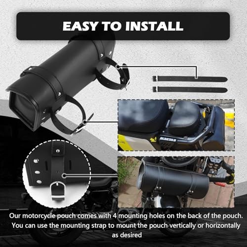 Leather Motorcycle Handlebar Bag,Large Capacity Front Fork Bag for Motorcycle