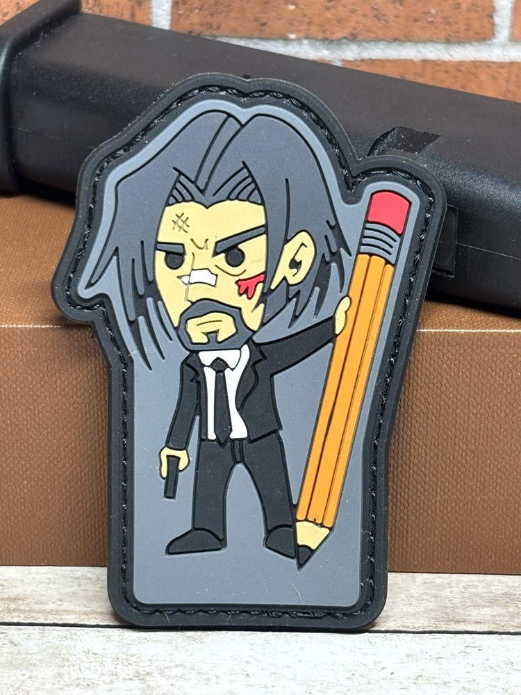 Tactical PVC Patch - John Wick Gun Patch - Hook Loop Morale Wick Pencil Patch