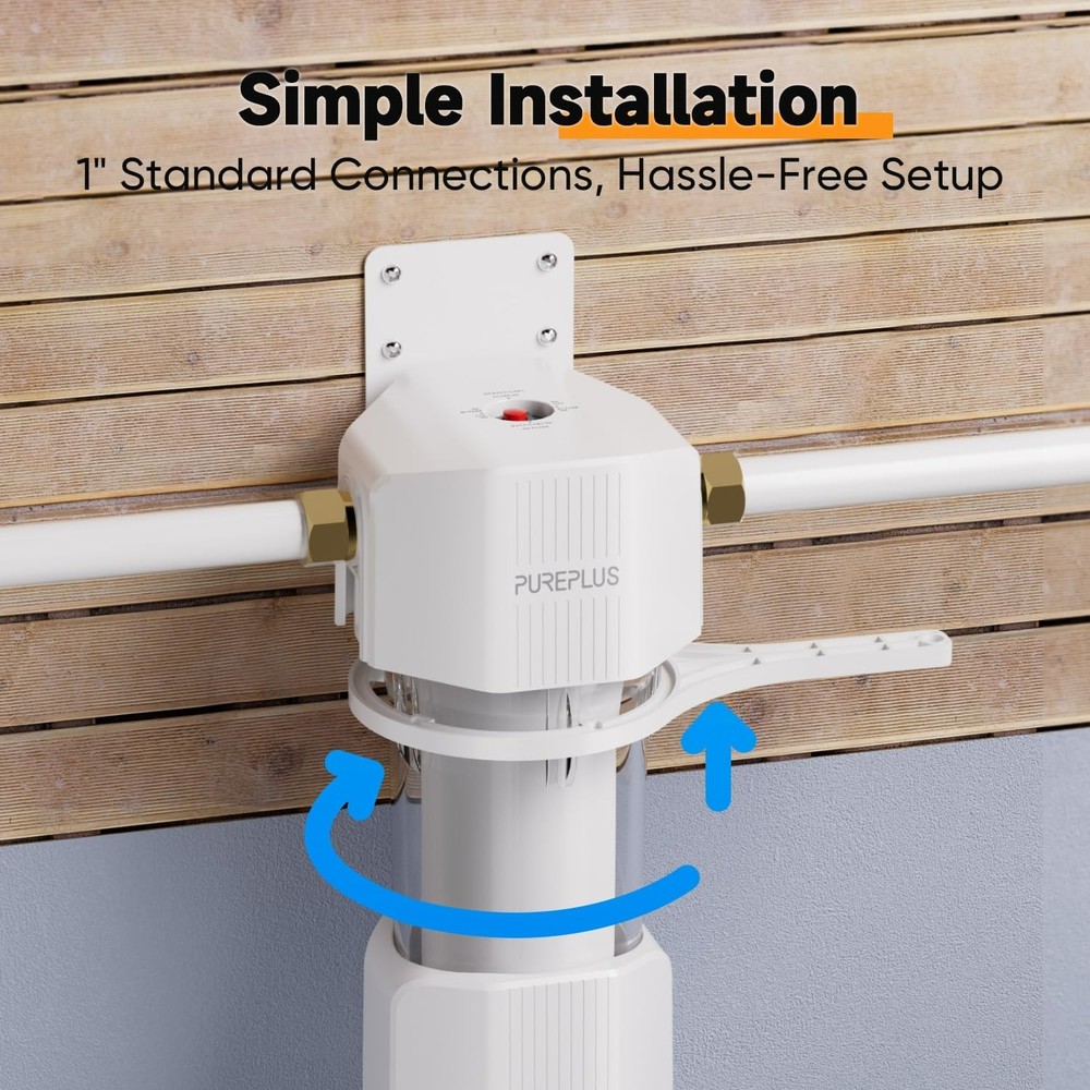 PUREPLUS Whole House Water Filtration System, 10″ × 4.5″ Housing