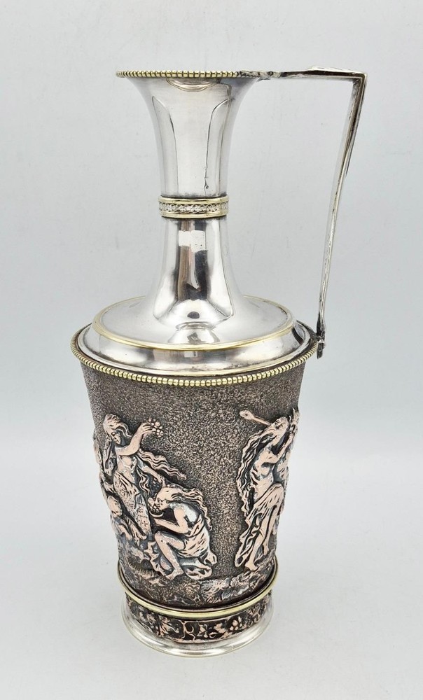 FINE VICTORIAN SILVER PLATED NEOCLASSICAL ELECTROTYPE WINE EWER c1890