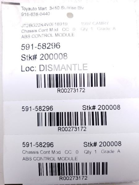 97-98 LEXUS ES300 ABS CONTROL MODULE ECM ASSEMBLY