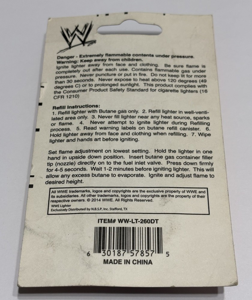 Nulite W Electronic Refillable Lighter *WWE Design and Theme*