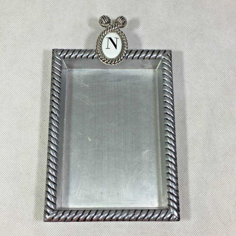 Mud Pie 2009 N Initial Metal Note Holder Tray 501013