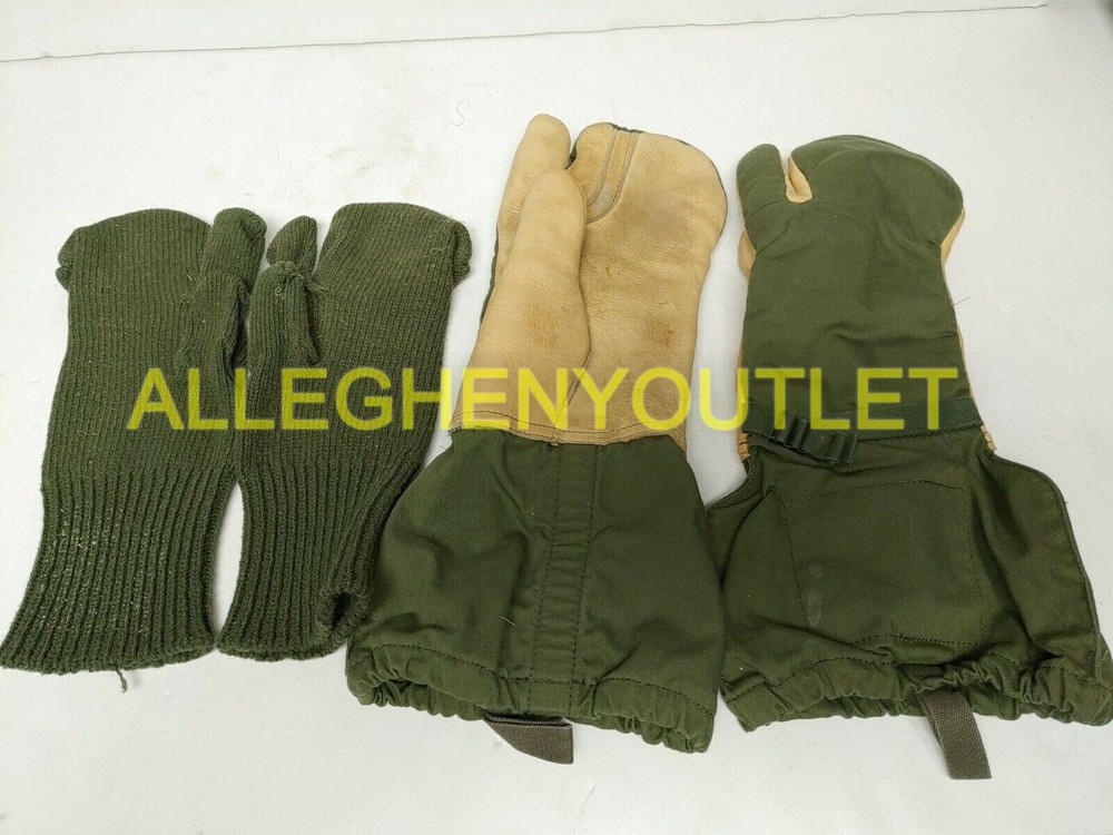 US MILITARY TRIGGER FINGER Gloves MITTEN SET SHELL+ WOOL INSERTS N/L MEDIUM GC