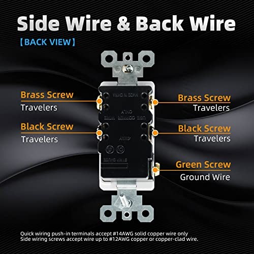 4 Way Decorative Light Switch, 15Amp, 120-277 Decorator Light Switch 10 Black