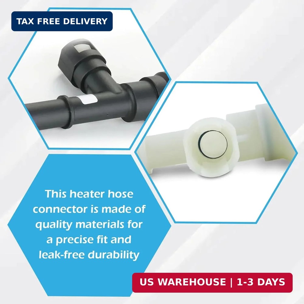 2 PCS Car Heater Inlet Hose Tee Connector, Three-way Cooling Water Pipe Joint, R