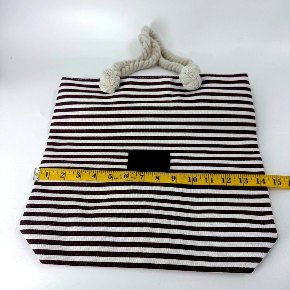 Threaded Pear Striped Tote Bag with Rope Handles