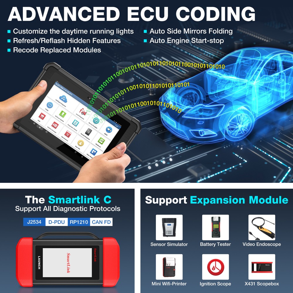 LAUNCH X431 PAD V + VII PRO 5 Car Diagnostic Scanner Tool Programming Key Coding
