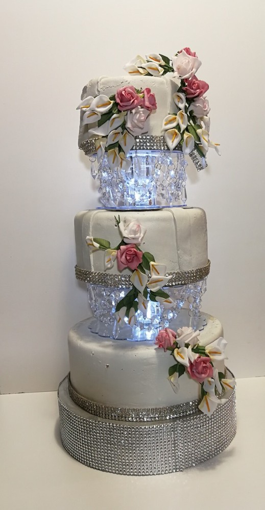 Elegant 2 Piece Set Crystal Cake Separators Wedding Cake Stands