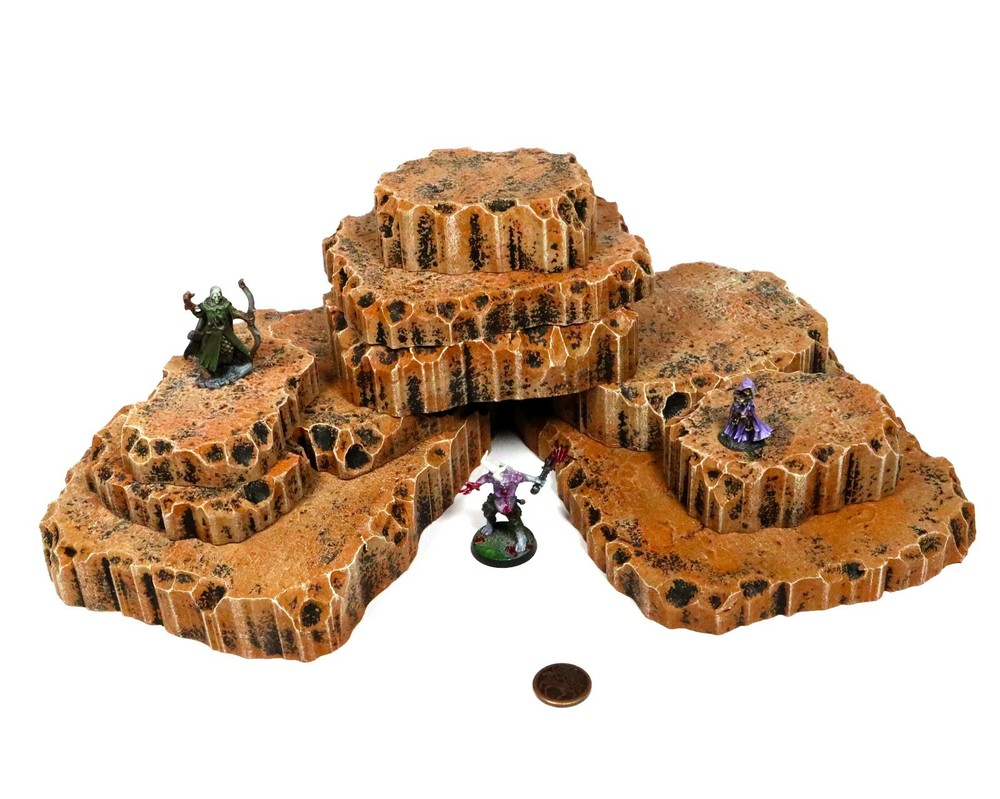 Earth Toned Stacking Hills Set - War Game Terrain Scenery Warhammer D&D