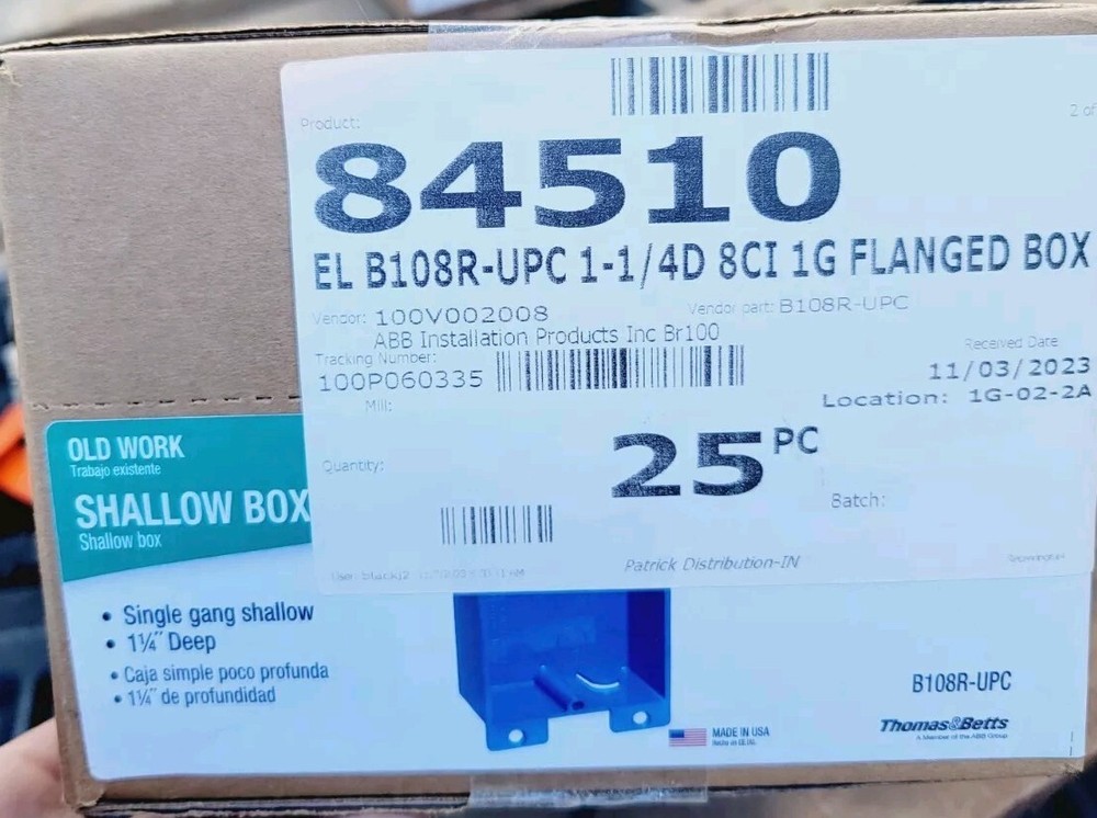 25pc Thomas & Betts #b108r-upc 1g Old Work Shallow Box