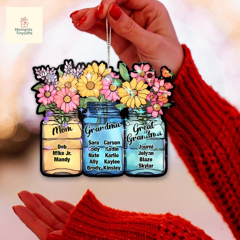 Personalized Mom Grandma Acrylic Suncatcher Custom Gift Decor