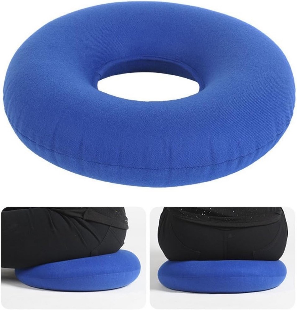 Blue Inflatable Ring Cushion - Reduce Sciatica Pain with Soft, Easy-Clean Design